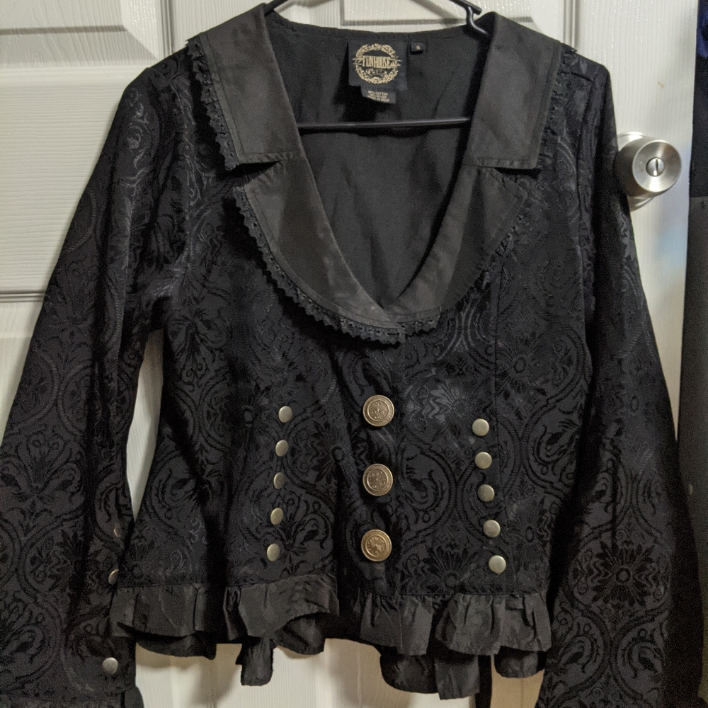 Funhouse Victorian Gothic Steampunk Brocade Blouse